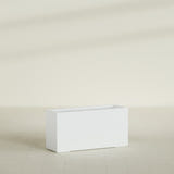 Miami Narrow Rectangular Planter in Matte Bright White, 36"L × 12"D × 18"H, shown empty