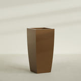 Toulan Tapered Square Planter in Metallic Bronze, 28"W × 60"H, shown empty