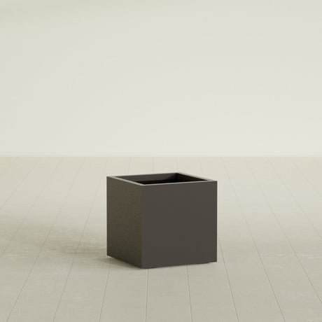 Montroy Cube Planter in Matte Dark Brown, 20", shown empty