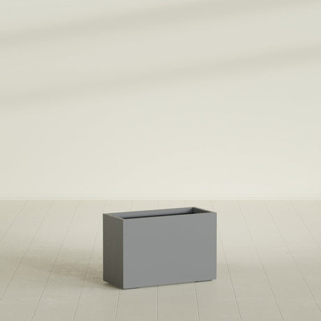 Tolga Rectangular Planter in Matte Gunmetal, 36"L × 16"D × 24"H, shown empty