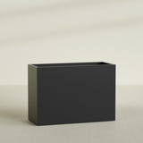 Darwin Rectangular Planter in Matte Black, 60"L × 24"D × 42"H, shown empty