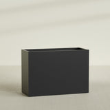 Darwin Rectangular Planter in Matte Black, 60"L × 24"D × 42"H, shown empty
