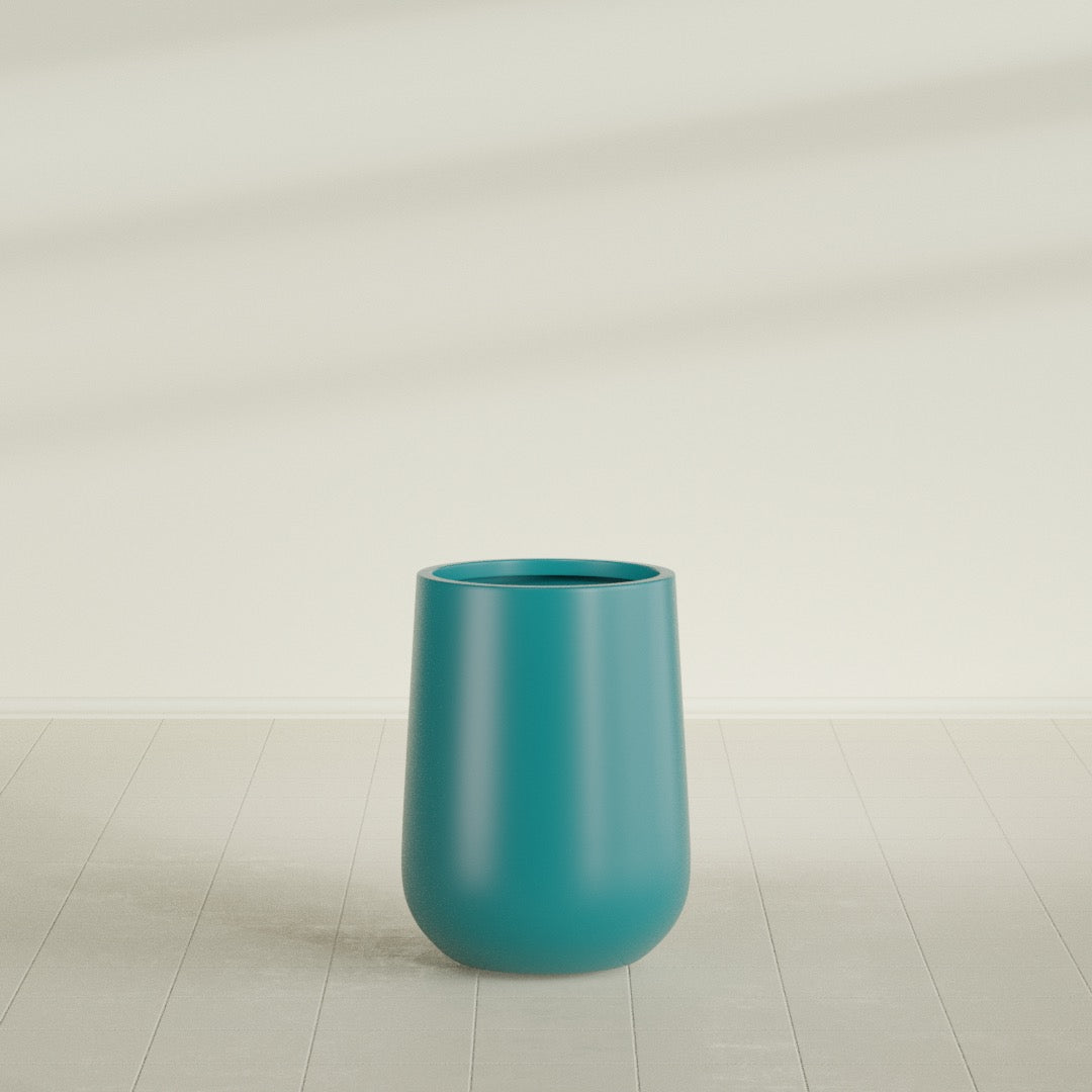 Hayden Urn Planter in Satin Seafoam Green, 15"Diam × 23"H, shown empty