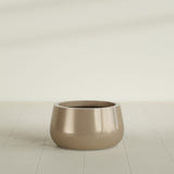 Short Hayden Bowl Planter in Gloss Metallic Gold, 16"D × 8"H, shown empty