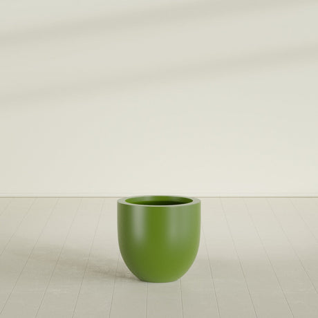 Alzira Bowl Planter in Satin Green, 23"D × 22"H, shown empty