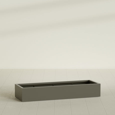 Antwerp Rectangular Planter in Matte Bronze, 72"L × 24"D × 12"H, shown empty