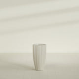 San Jose Tall Fluted Planter in Satin Beige, 16"D × 30"H, shown empty
