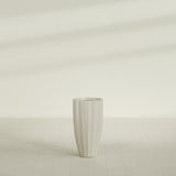 San Jose Tall Fluted Planter in Satin Beige, 16"D × 30"H, shown empty