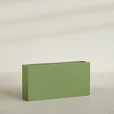 Milano Narrow Rectangular Planter in Satin Green, 48"L × 10"D × 24"H, shown empty