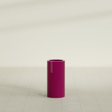 Corry Cylinder Planter in Gloss Eggplant, 10"D × 20"H, shown empty