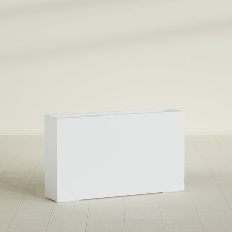 Perth Rectangular Planter in Gloss Bright White, 72"L × 16"D × 42"H, shown empty