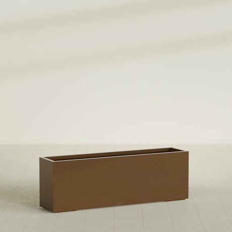 Tolga Rectangular Planter in Metallic Bronze, 72"L × 16"D × 24"H, shown empty