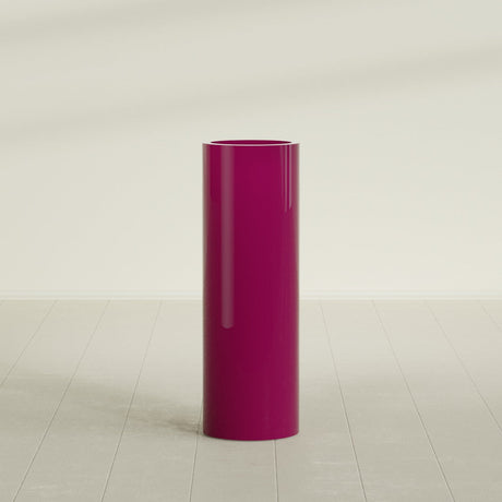 Corry Cylinder Planter in Gloss Eggplant, 12"D × 36"H, shown empty