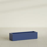 Cuba Low Rectangular Planter in Matte Cobalt Blue, 48"L × 14"D × 12"H, shown empty