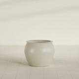 Shanghai Fishbowl Planter in Satin Beige, 22", shown empty