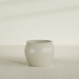 Shanghai Fishbowl Planter in Satin Beige, 22", shown empty
