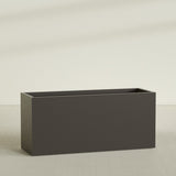 Brisbane Rectangular Planter in Matte Dark Brown, 72"L × 24"D × 32"H, shown empty