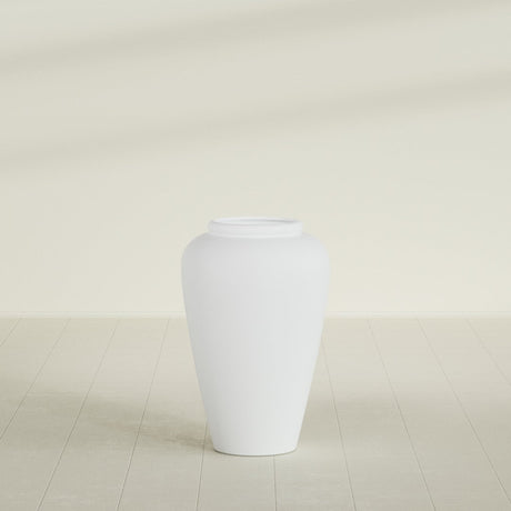 Barà Jar Planter in Gloss Bright White, 20"D × 31"H, shown empty