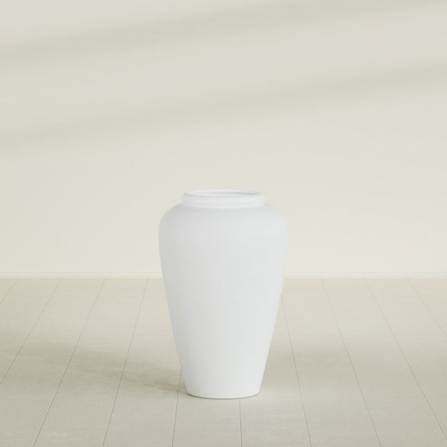 Barà Jar Planter in Gloss Bright White, 20"D × 31"H, shown empty
