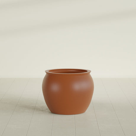 Shanghai Fishbowl Planter in Matte Terra Cotta, 22", shown empty