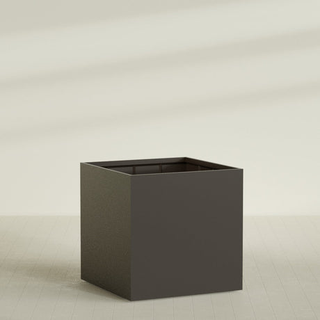 Montroy Cube Planter in Matte Dark Brown, 60", shown empty