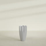 San Jose Tall Fluted Planter in Metallic Silver, 16"D × 30"H, shown empty