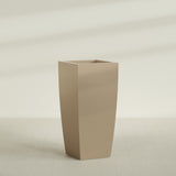 Toulan Tapered Square Planter in Gloss Metallic Gold, 28"W × 60"H, shown empty