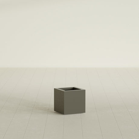 Montroy Cube Planter in Matte Bronze, 12", shown empty