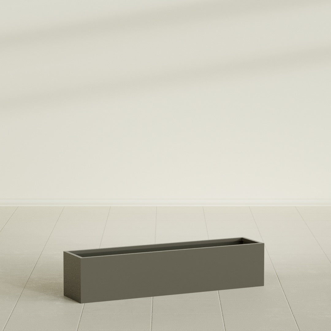 Monaco Rectangle Planter in Matte Bronze, 32"L, shown empty