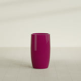 Lisbon tall round tapered fiberglass planter in Gloss Eggplant, 18 in diameter, 32 in high, shown empty