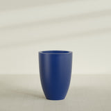 Brannan Tapered Round Planter in Matte Cobalt Blue, 30"D × 41"H, shown empty