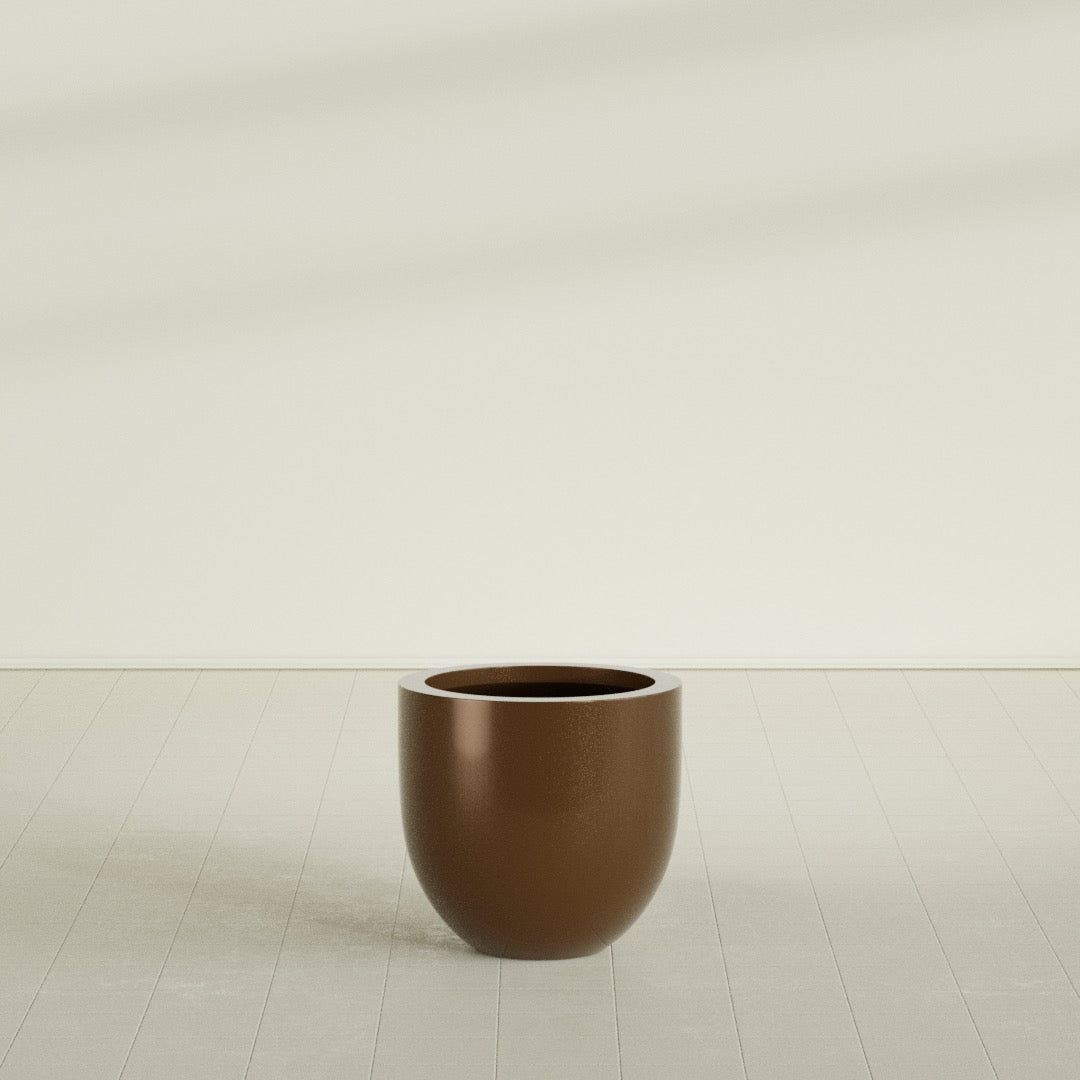 Alzira Bowl Planter in Metallic Bronze, 23"D × 22"H, shown empty