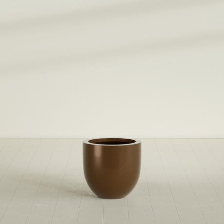 Alzira Bowl Planter in Metallic Bronze, 23"D × 22"H, shown empty