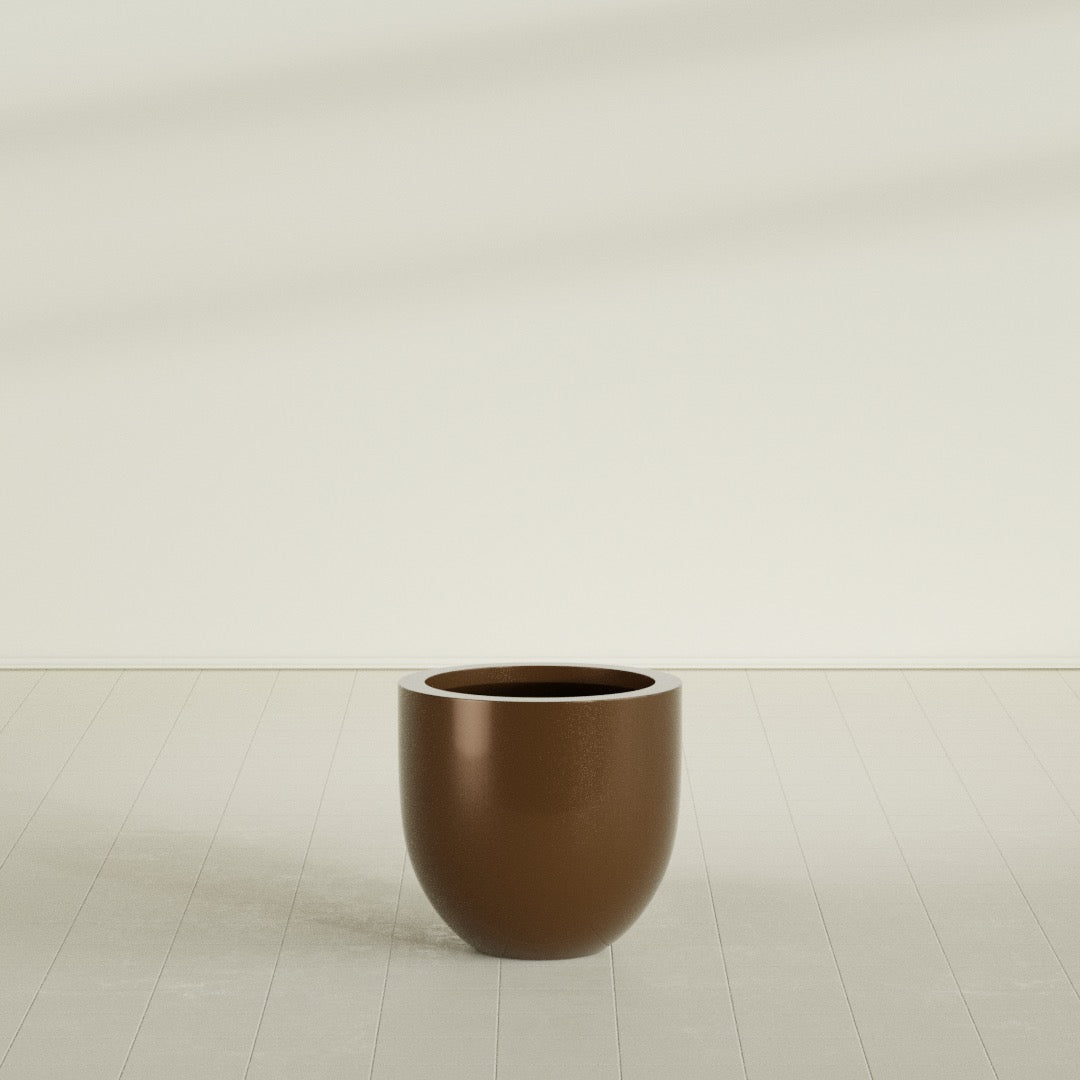 Alzira Bowl Planter in Metallic Bronze, 23"D × 22"H, shown empty