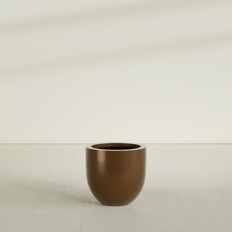 Alzira Bowl Planter in Metallic Bronze, 23"D × 22"H, shown empty