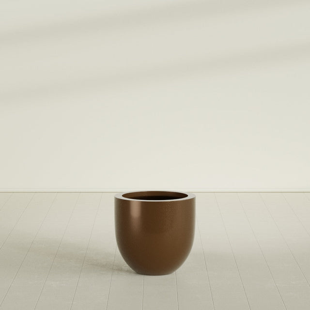 Alzira Bowl Planter in Metallic Bronze, 23"D × 22"H, shown empty