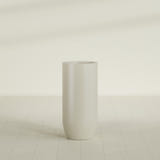 Saint Tropez Bullet Round Planter in Satin Beige, 20"D × 43"H, shown empty