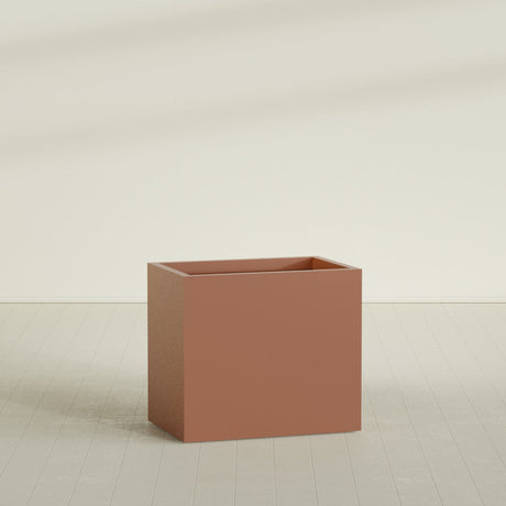 Brisbane Rectangular Planter in Matte Terra Cotta, 36"L × 24"D × 32"H, shown empty