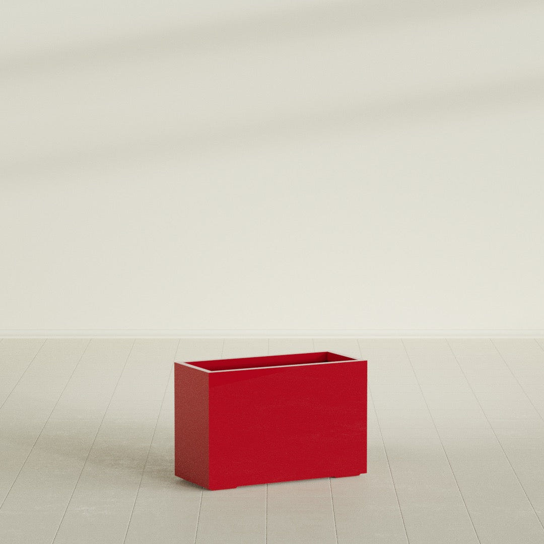 Tolga Rectangular Planter in Gloss Red, 36"L × 16"D × 24"H, shown empty