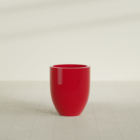 Valencia Tapered Round Planter in Gloss Red, 20"D × 23"H, shown empty
