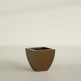 Lima Tapered Square Planter in Metallic Bronze, 16", shown empty