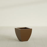 Lima Tapered Square Planter in Metallic Bronze, 16", shown empty