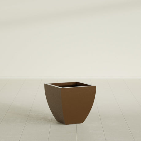 Lima Tapered Square Planter in Metallic Bronze, 16", shown empty