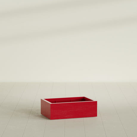 Antwerp Rectangular Planter in Gloss Red, 36"L × 24"D × 12"H, shown empty