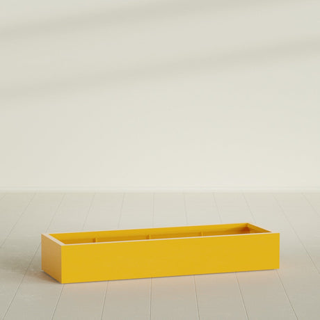 Antwerp Rectangular Planter in Gloss Saffron, 72"L × 24"D × 12"H, shown empty