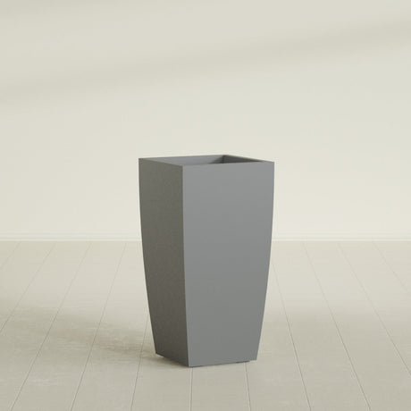 Toulan Tapered Square Planter in Matte Gunmetal, 18"W × 36"H, shown empty