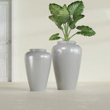 Barà Jar fiberglass planter in Metallic Silver, size range, in a sunlit interior