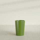 Tegel Round Tapered Planter in Satin Green, 18"D × 26"H, shown empty