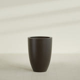 Brannan Tapered Round Planter in Matte Dark Brown, 30"D × 41"H, shown empty