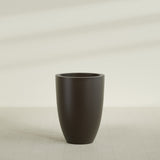 Brannan Tapered Round Planter in Matte Dark Brown, 30"D × 41"H, shown empty